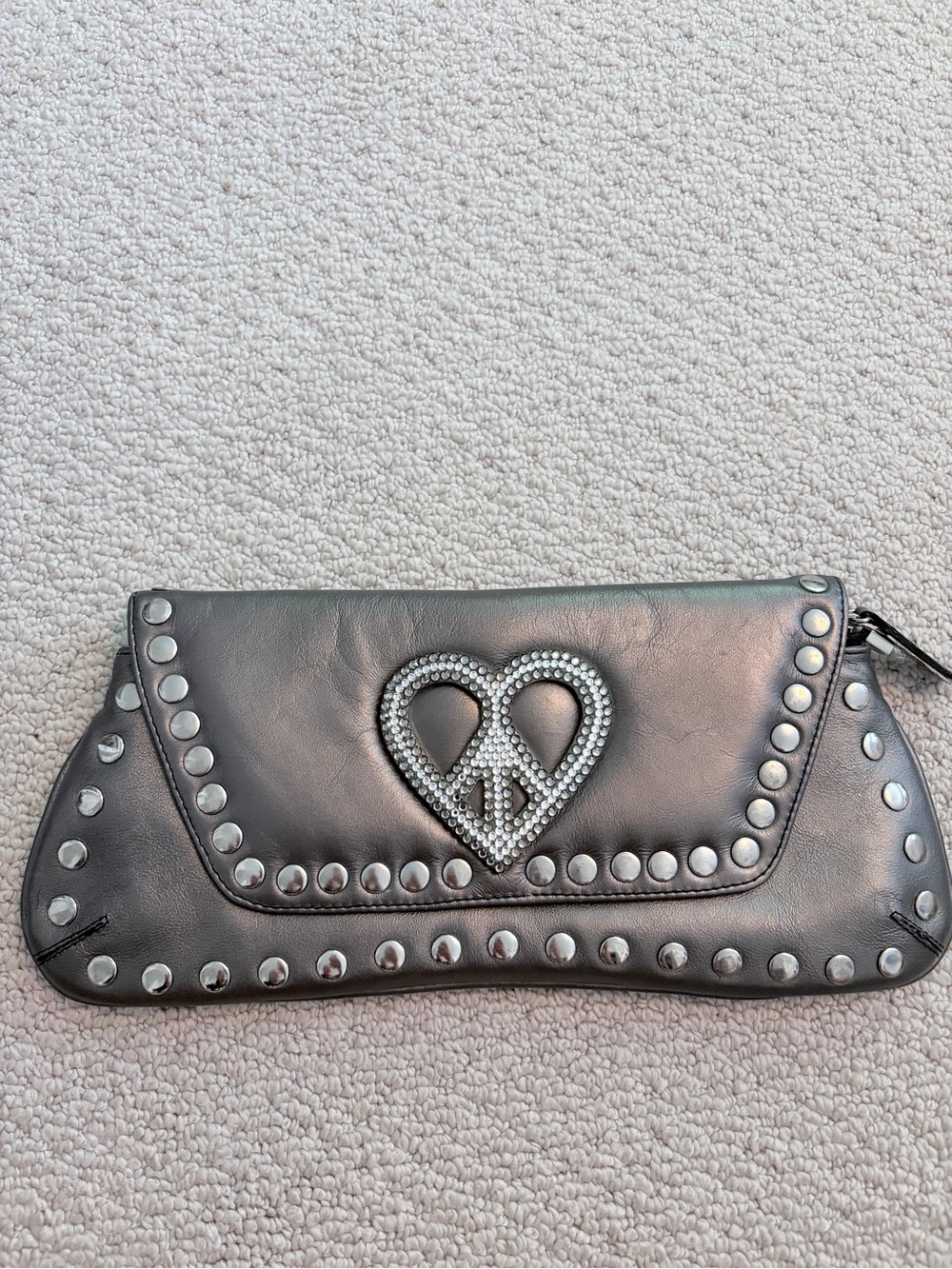 RARE Vintage Y2K Betseyville Studded Peace Heart Clutch